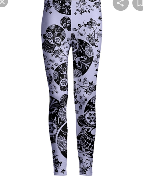 Lily Pants - SKULL Leggins!! Lily Lavender &Black Floral